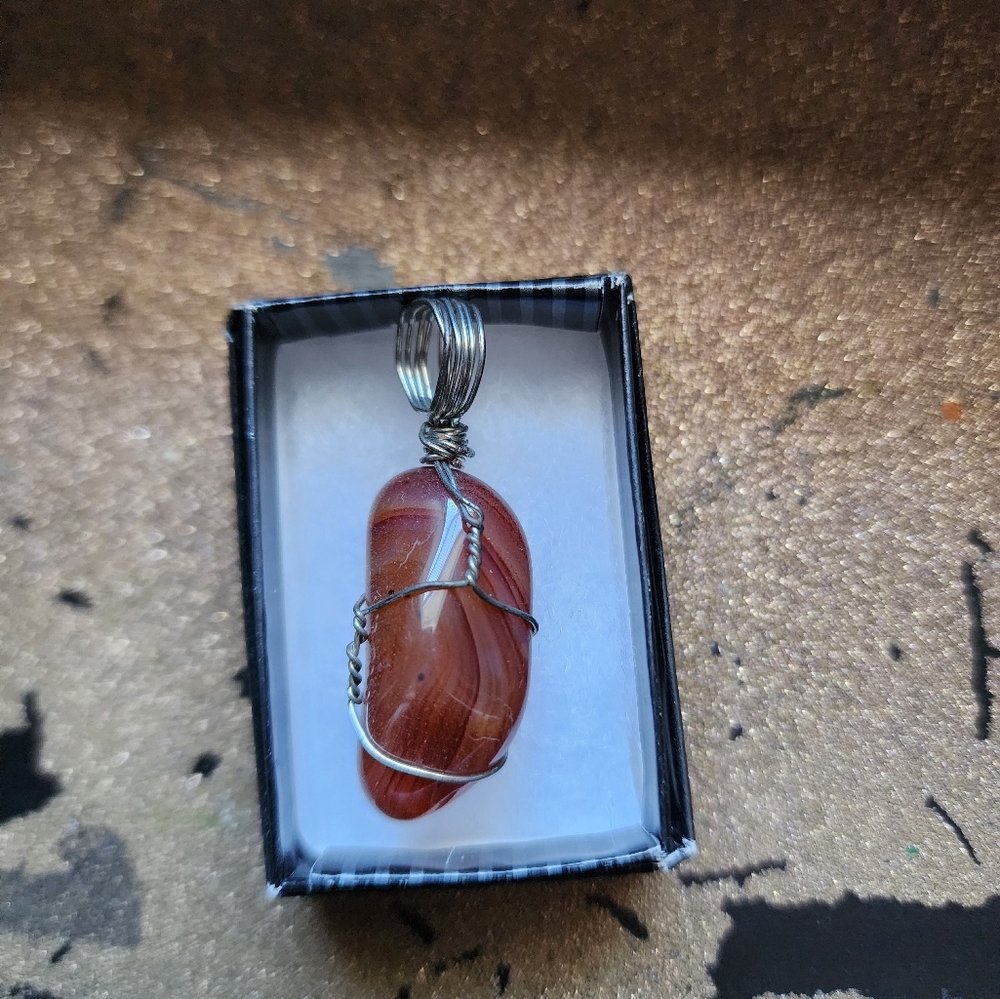 Wire Wrapped Stone Pendant Necklace